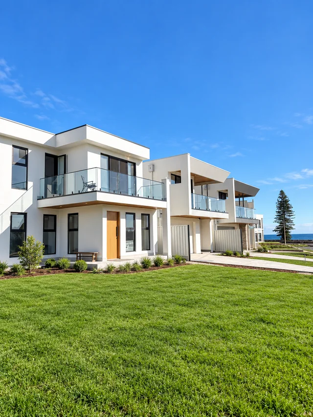 Contemporary coastal residences with glass balconies